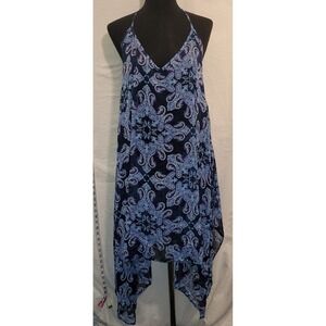 NWT Ellen Tracy Co. XL Navy Blue Halter Dress‎ Paisley Sheer Swimsuit CoverUp